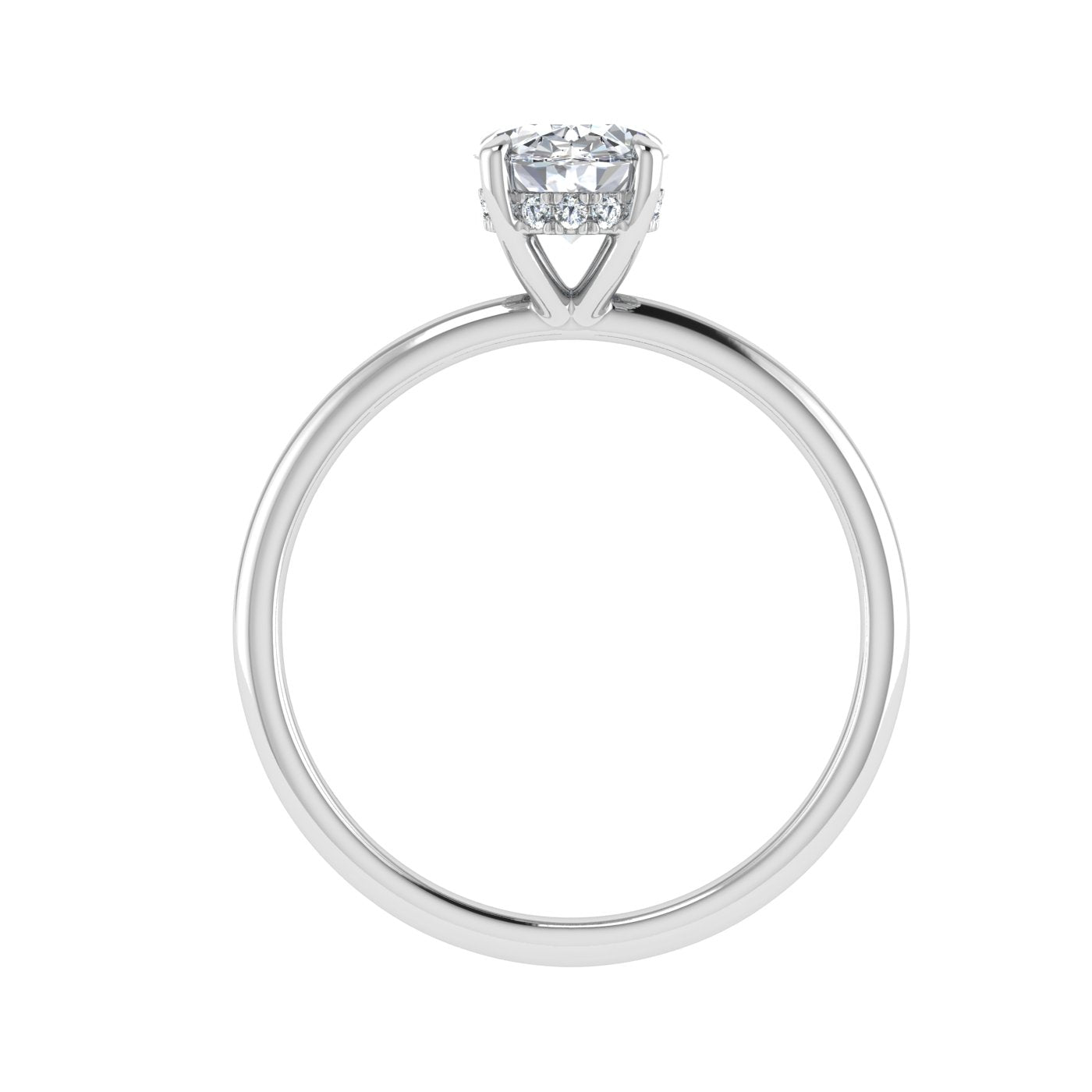 Arcane Oval Cut Solitaire Hidden Halo Moissanite Engagement Ring White Gold